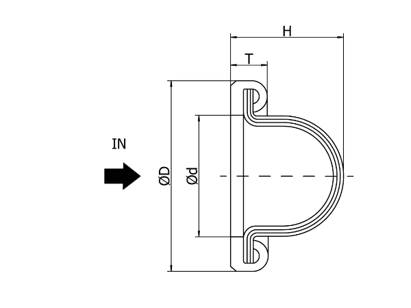Brass/stainless steel rimmed filter cap AH type dimensional drawing
