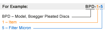 A technical data of pleated filter discs